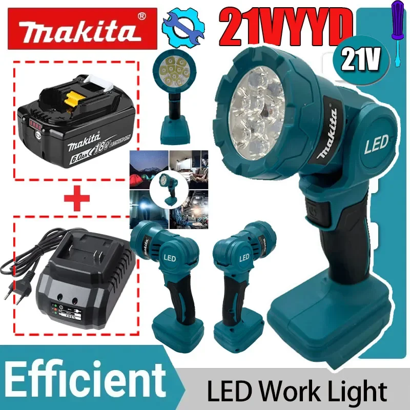 

Аккумуляторный светодиодный фонарь Makita для работы в помещении и на улице, перезаряжаемый, с зарядным устройством