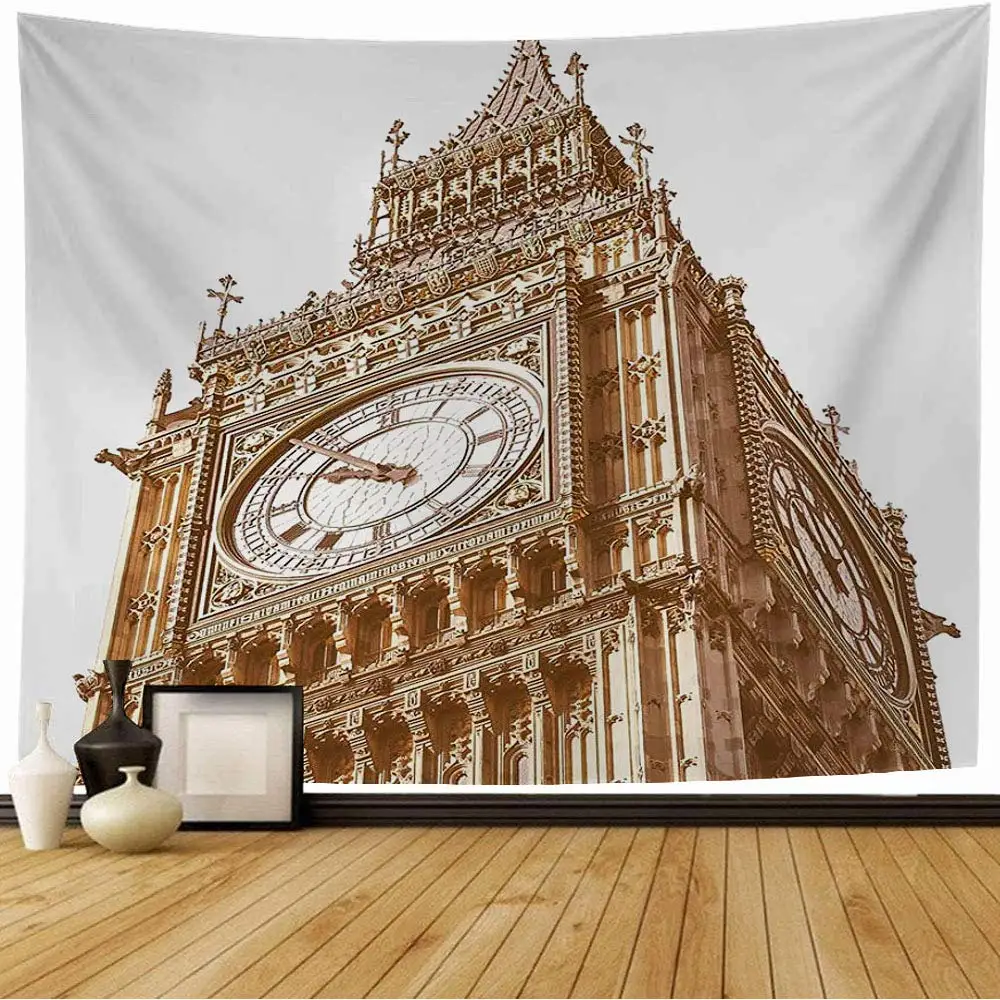 

Big Ben Tower and Westminster Bridge Tapestry London Famous Landmark Tapestry Wall Hanging for Bedroom Living Room Dorm Decor