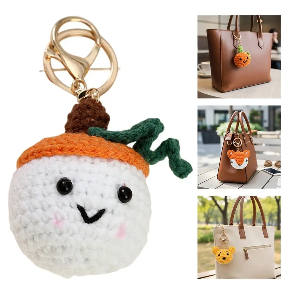 New Cartoon Design Crochet Keychain Hand Woven Wool Crocheted Animal Keychain Mini Size DIY Handmade Keychain Christmas Gifts