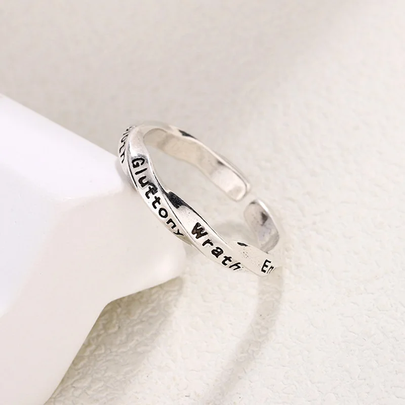 New Arrival Retro Moebius Strip Letter Engrave 925 Sterling Silver Ladies Ring Jewelry For Women Party Gifts Cheap