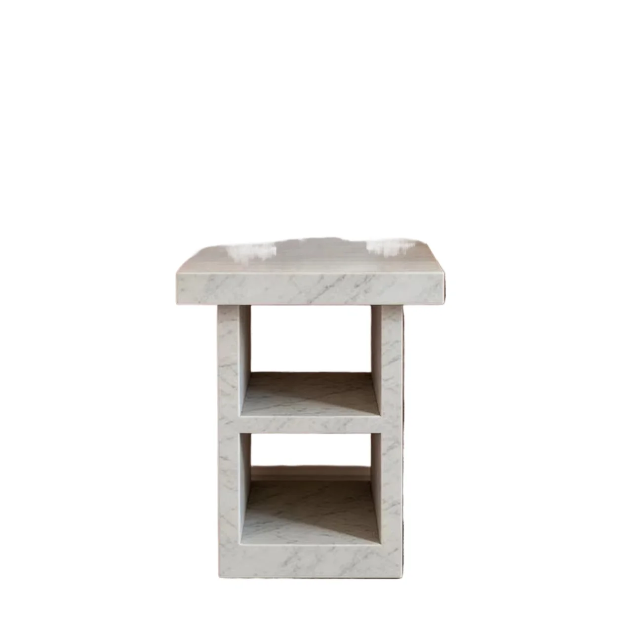 White coffee table: marble base, luxury natural stone small size living room side table, marble base bedside table