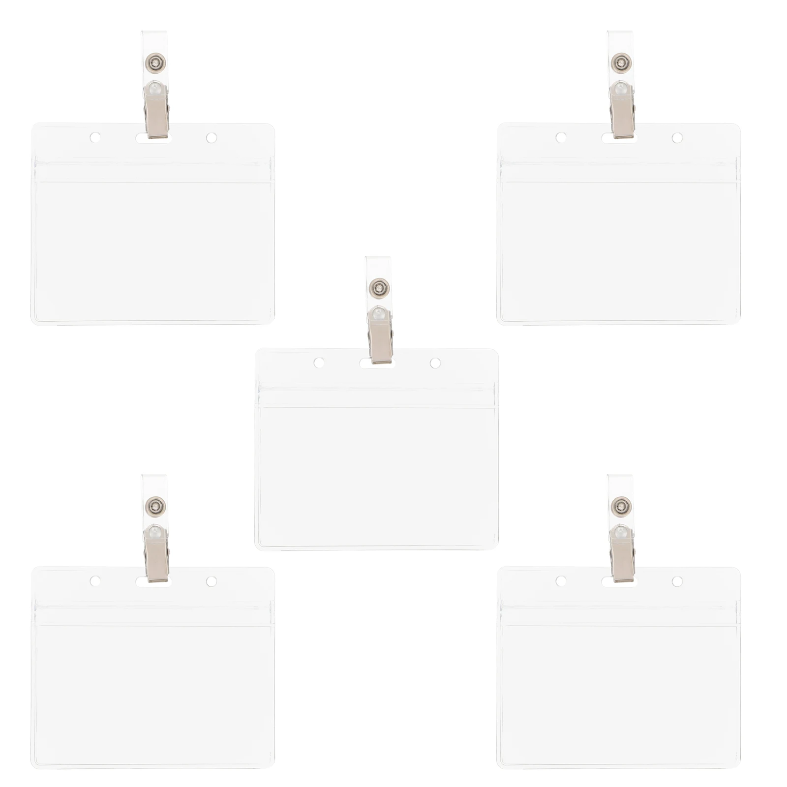 

5 Sets Pvc Work Card Protective Sleeve Id Card Holder Badge Cover Clear Multi-Function Cards Protector For Business Credit Name