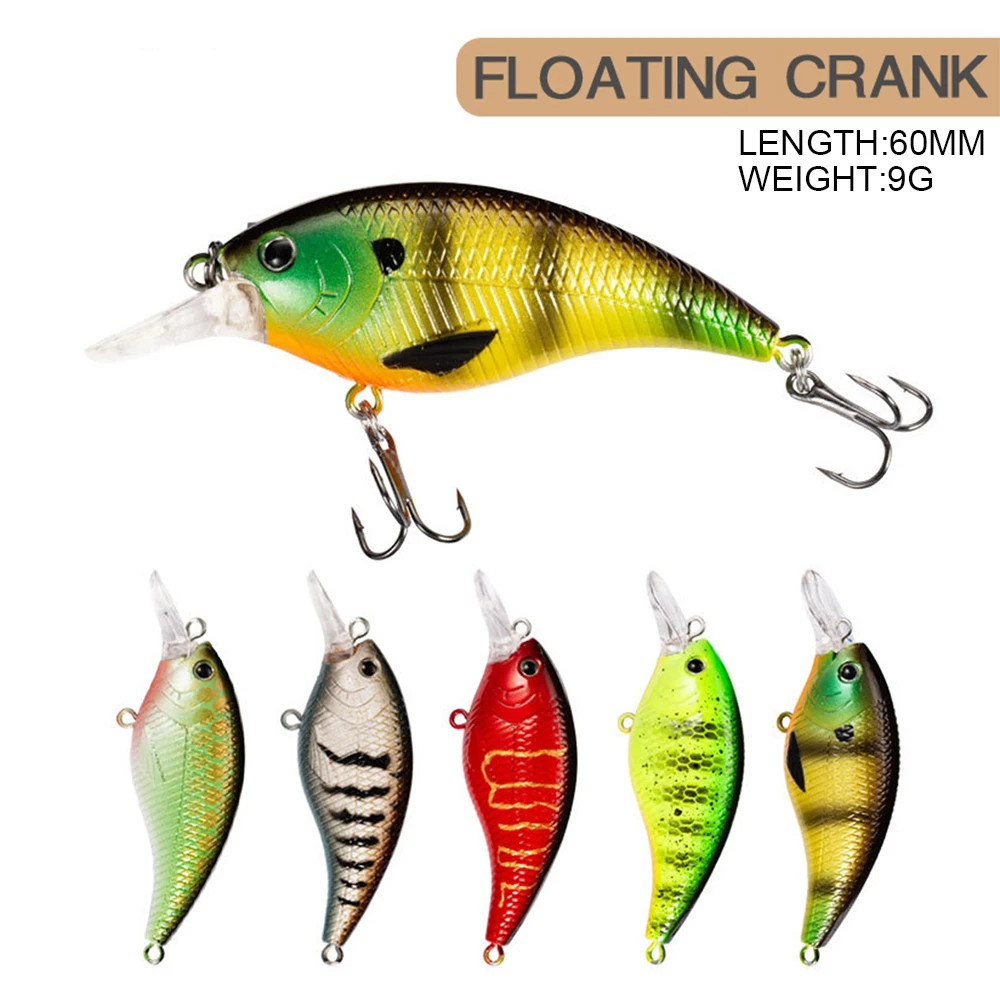 6cm 9g Fishing Lure Crankbait Wobbler Deep Diving Floating Crank Decoy Jerkbait Swimbait Artificial Hard Bait Trout Bass Bait