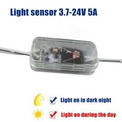 DC3.7-24V Auto On/Off Light Sensor Switch with Dupont Wire, Dual Mode (Day/Night) for Stairs Garage Basement Hallway Lighting,