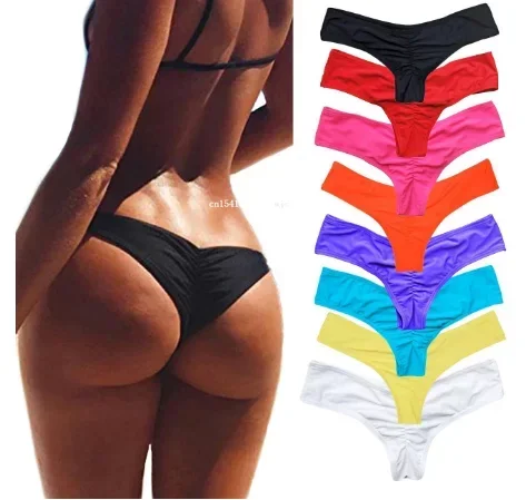 S-4Xl Swimwear Women Briefs Bikini Bottom Side Ties Brazilian Thong Swimsuit Classic Cut Bottoms Biquini Swim Short Ladies 2023