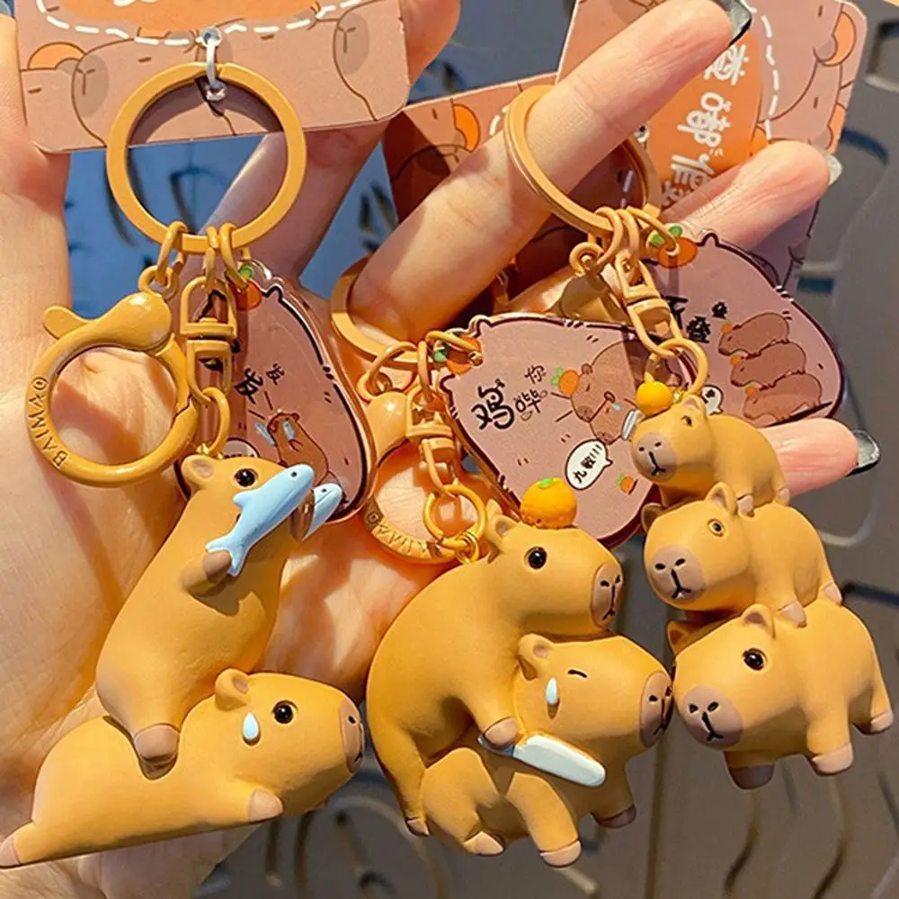 Cute Capybara Keychain Kids Creative Kawaii Capibara Keyring Cartoon Lovely Capybara Pendant Hanging Accessory