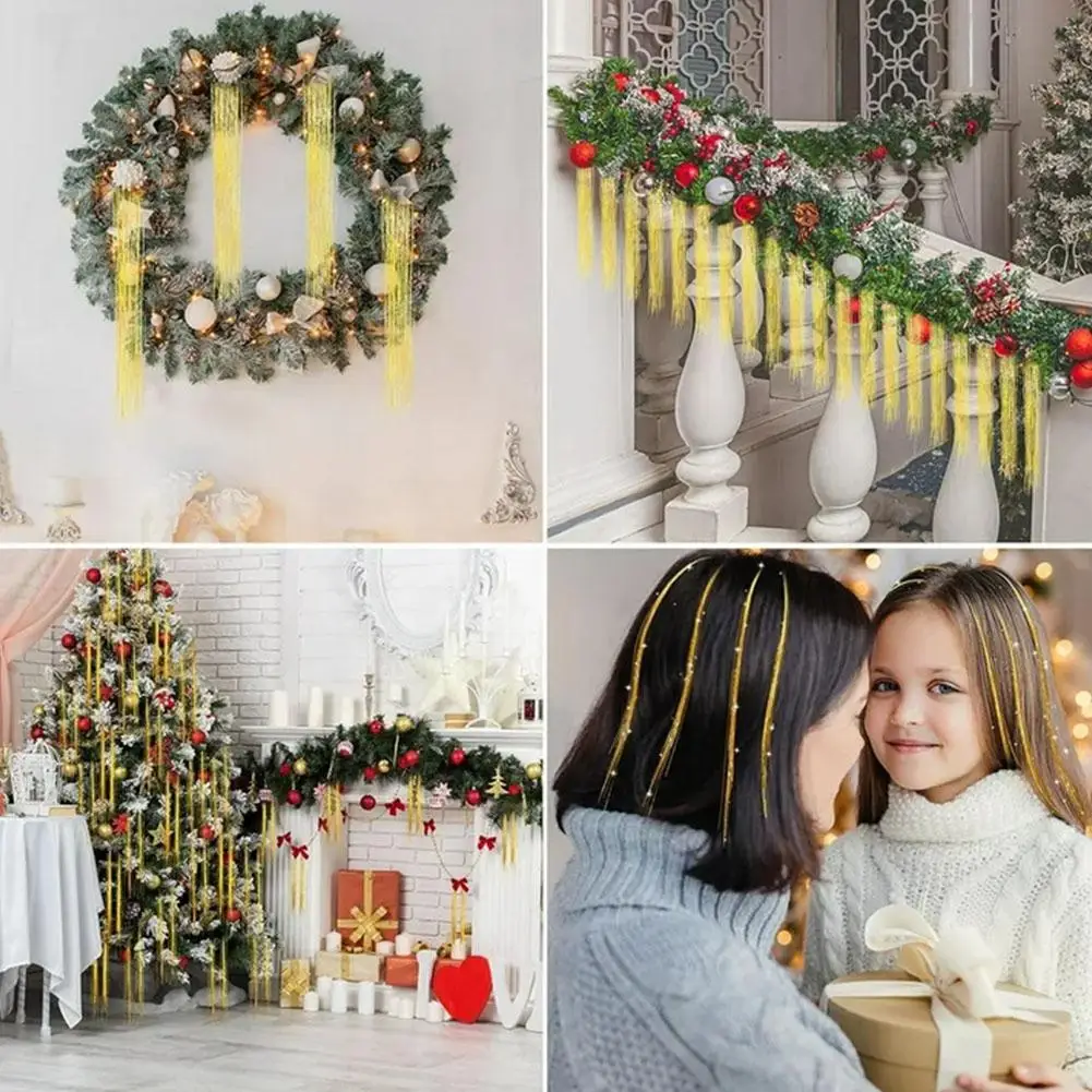 5000 Stränge Eiszapfen Schillerndes Lametta Folie Fransengirlande für Weihnachten Weihnachtsbaum Abschlussfeier Zubehör Urlaubsdekoration – Detail 20