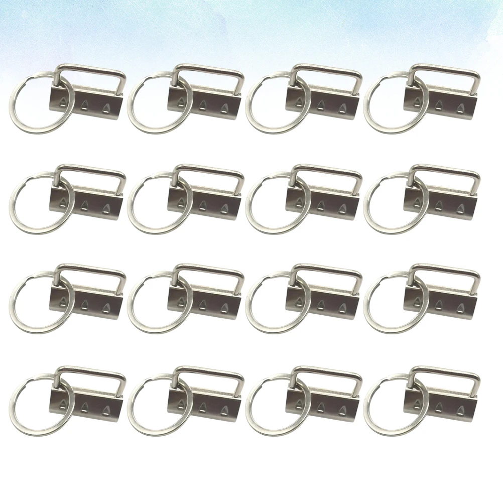50pcs Webbing Clamp Metal Wristlet Key Fob Hardware Chain Keychain Durable Anti Rust Perfect for Craft Jewelry Accessories