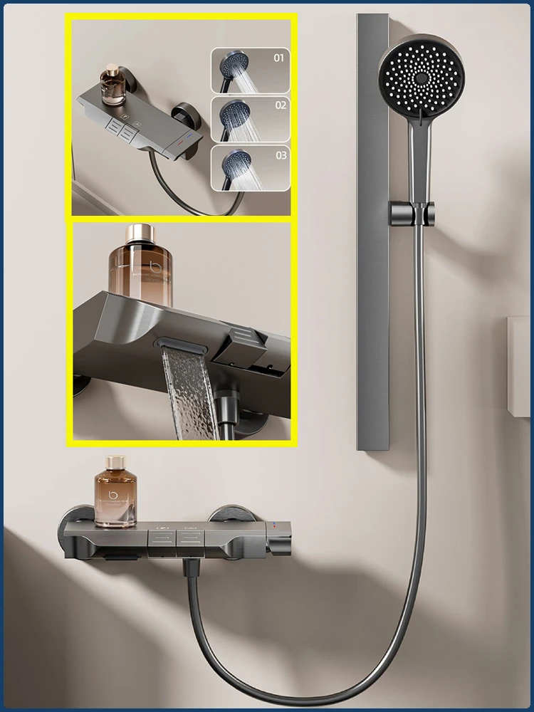 

Two Ways Water Outlet Bathroom Shower System Wall Mounted Bathroom Shower Faucet Set Rainlfall Pressurized Sunflower Shower Set