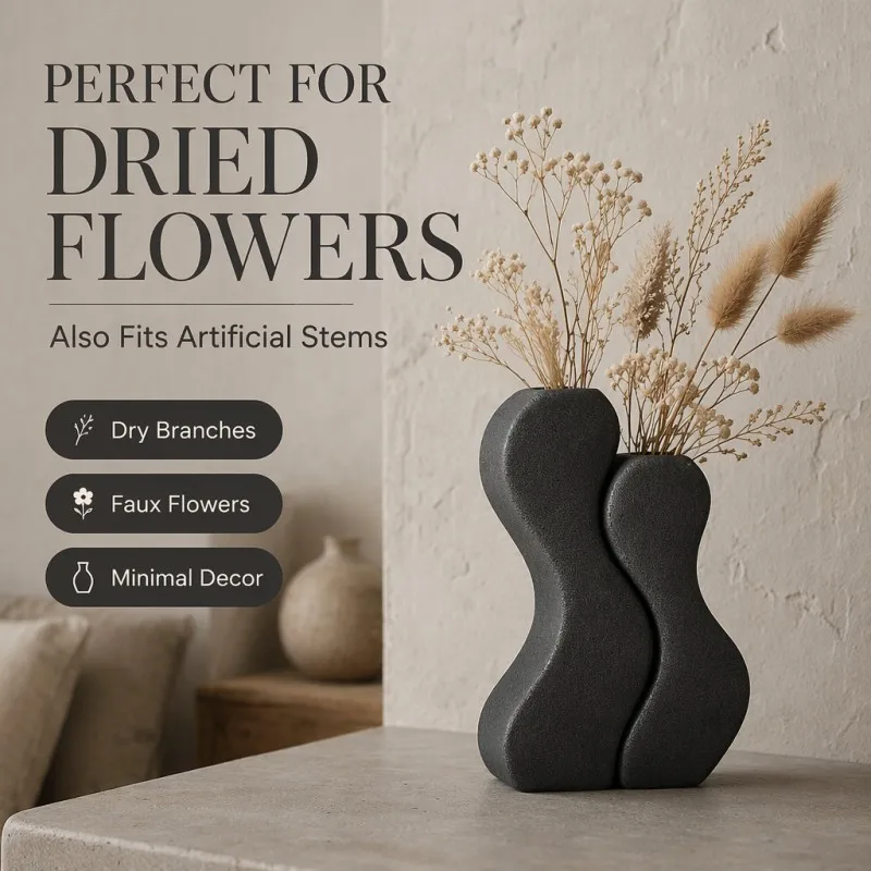 2Pcs Puzzle Body Sculpture Vase Duo 3D Printed PLA Speckled Sand Matte Vase Wabi Sabi Decor For Dried Flowers, Artificial Plants