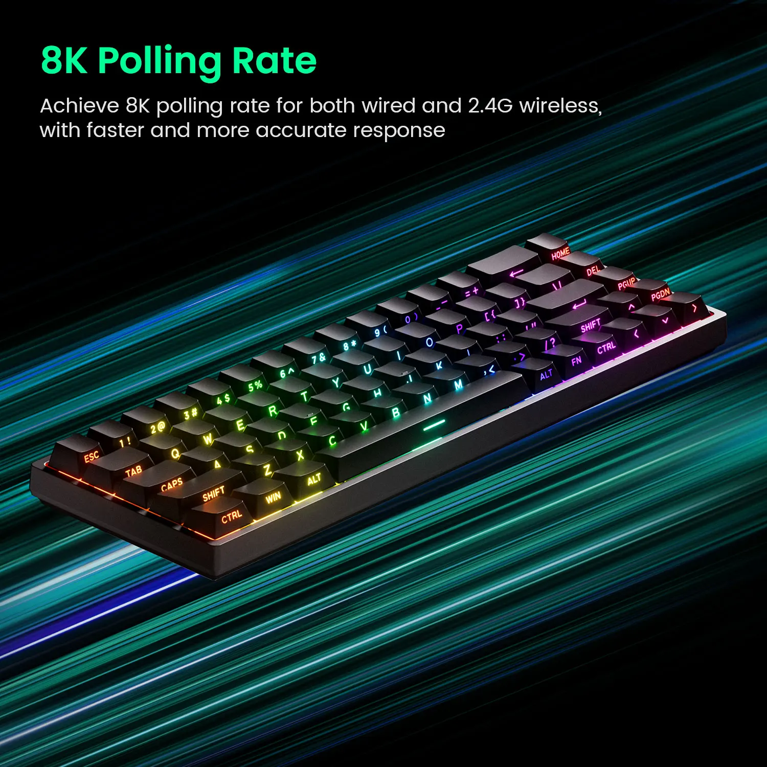 MonsGeek FUN68 HE Mechanical Keyboard 65% Magnetic Switch Rapid Trigger 0.005mm 8K ARGB Type-C/2.4g&BT Wireless Gaming Keyboard