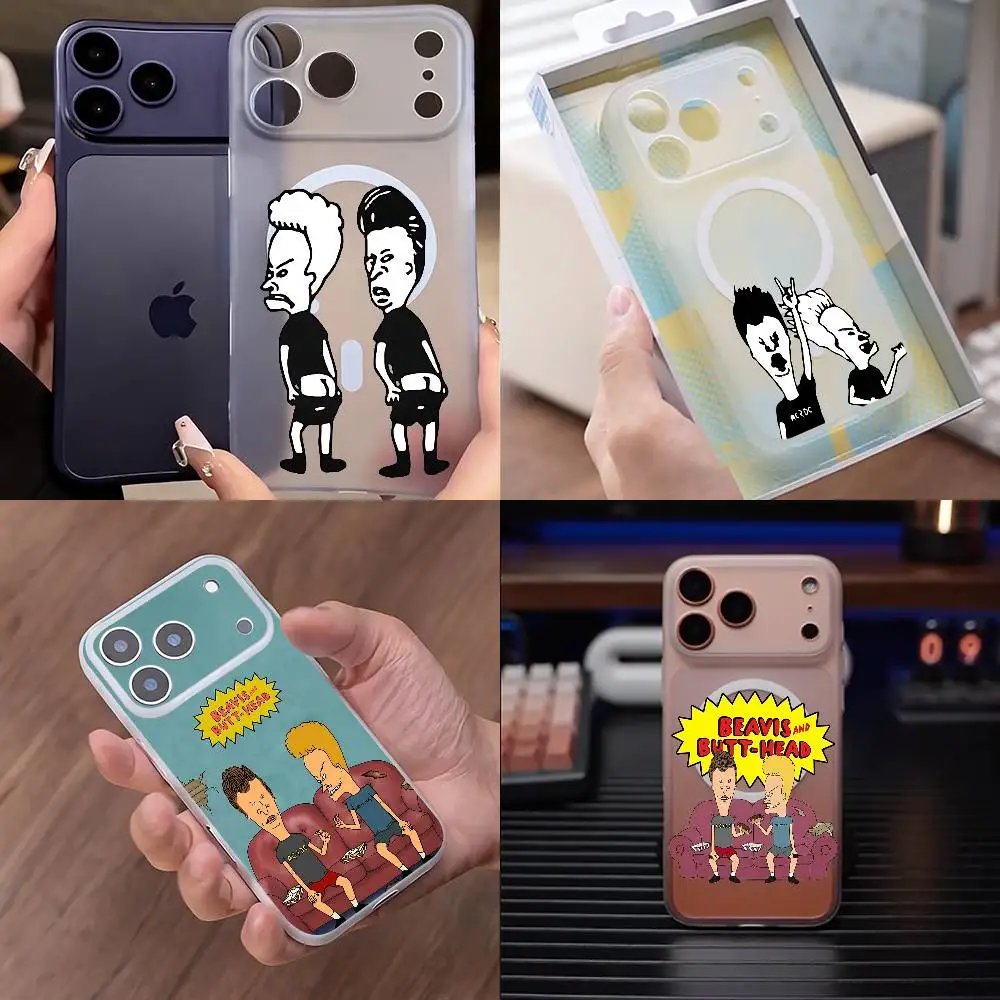 

B-Beavis and B-Butthead Phone Case For iPhone 11,16,15,14,13,17,12,Plus,E,Air,Mini,Pro,Max Wireless Charge Magnetic Cover
