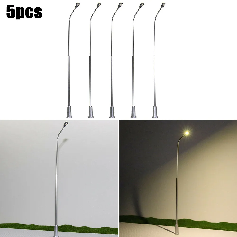 5Pcs Model Railway Lamppost Street Lamps Gauge 0 20cm Bonsai Decor Landscape Scene Model Building Courtyard Street Light