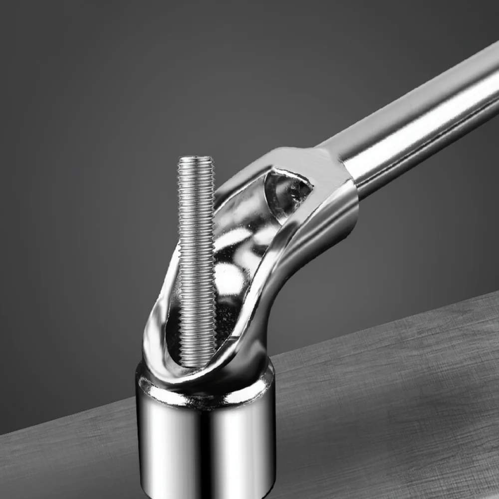 High Torque L Shaped Socket Wrench Pipe Spanner Chrome Finish Hex Tool For Auto Maintenance Home Improvement