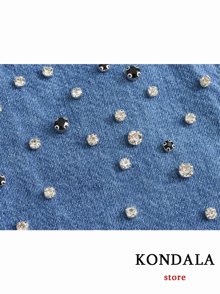 KONDALA New Chic Straight jewel Women Shirt Fashion 2023 Autumn Long Sleeve Casual Streetwear Straight Loose Button Short Blouse