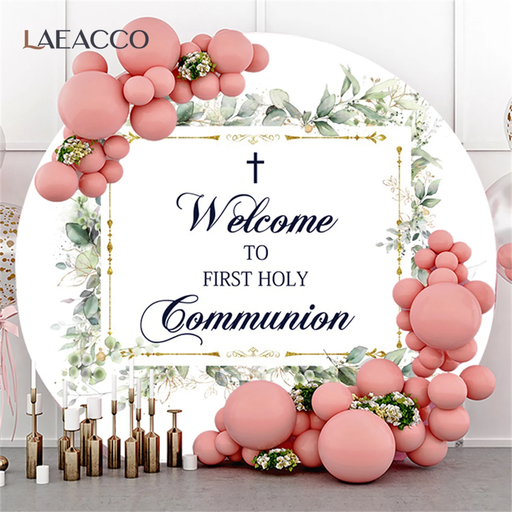 เจ้าหญิงน้อย Turning วันเกิดรอบการถ่ายภาพพื้นหลังมงกุฎดอกไม้สีชมพูตกแต่ง Baby Shower ปรับแต่งฉากหลัง