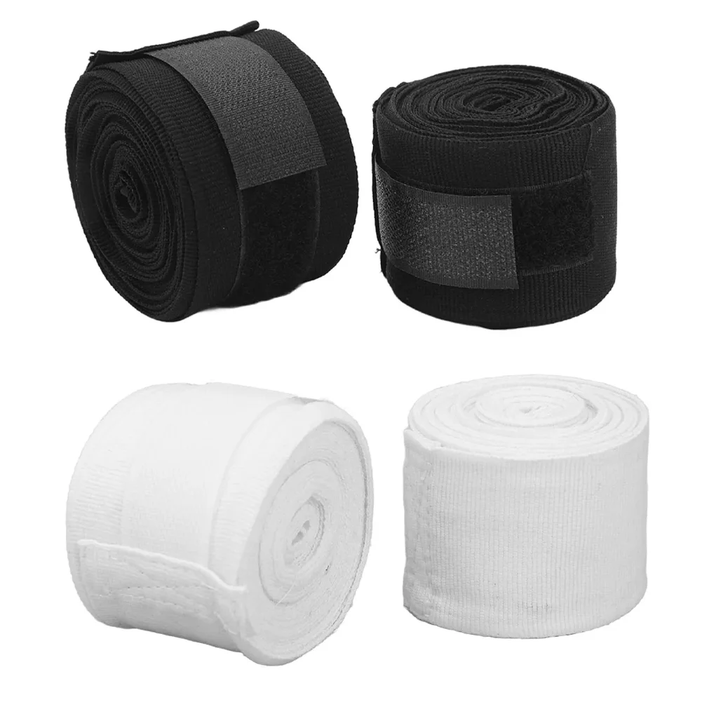 

2pcs Boxing Handwraps Cotton 2.5m Quick Drying Semi Elastic Hook Loop Design Sports Hand Wraps for Kickboxing Muay Thai