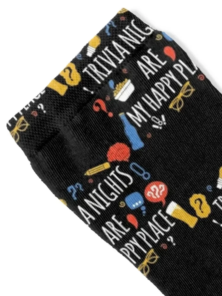 Trivia Nights Are My Happy Place Funny Trivia design Socks cool hockey floral men cotton high quality Socks Man Women's