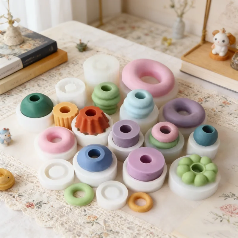 Building Blocks Stackable Silicone Candle Mold DIY Geometric Silicone Scented Candle Moulds For 2.2cm Taper Home Festival Decor