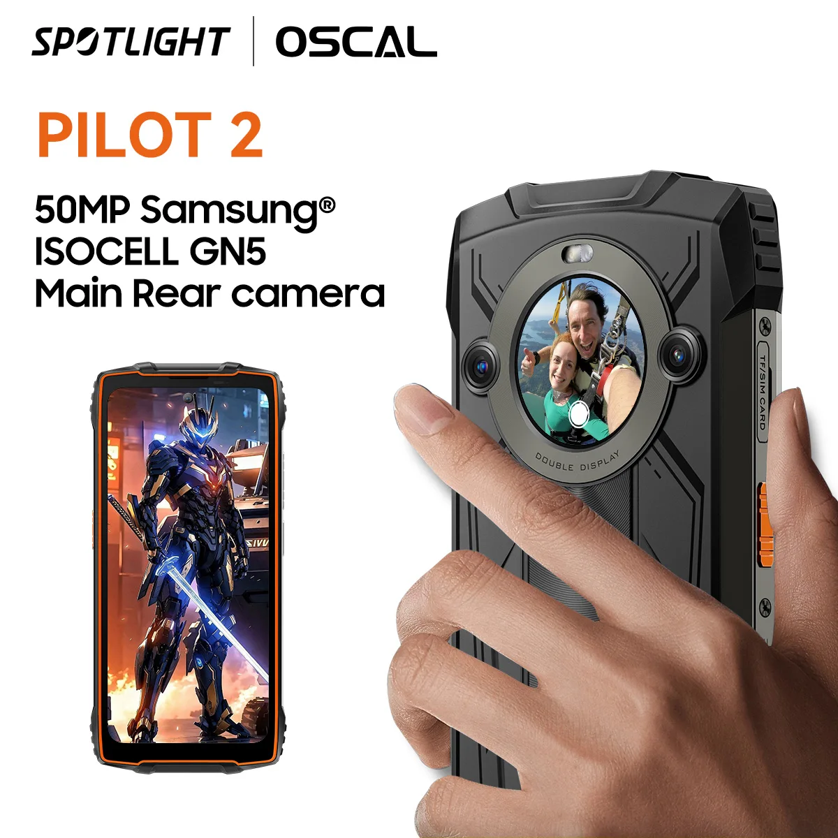 OSCAL PILOT 2 견고한 스마트폰, Helio G99 6.5 인치 120Hz, 8GB 256GB 휴대폰, 듀얼 LED 손전등, 8800mAh