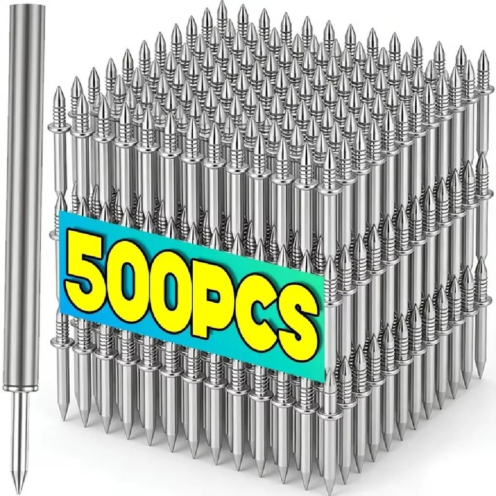 500/50pcs Double-Headed Wall Nails for Skirting Boards Cement Thread Invisible Safety ScrewMetal Nails Wood No Trace Fixator