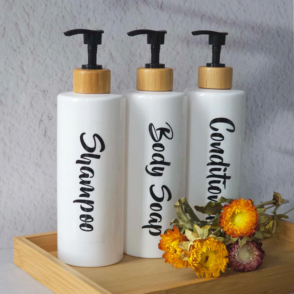 Bathroom Soap Dispenser Shower Shampoo and Conditioner Soap Bottles Set Refillable Lotion Bottles