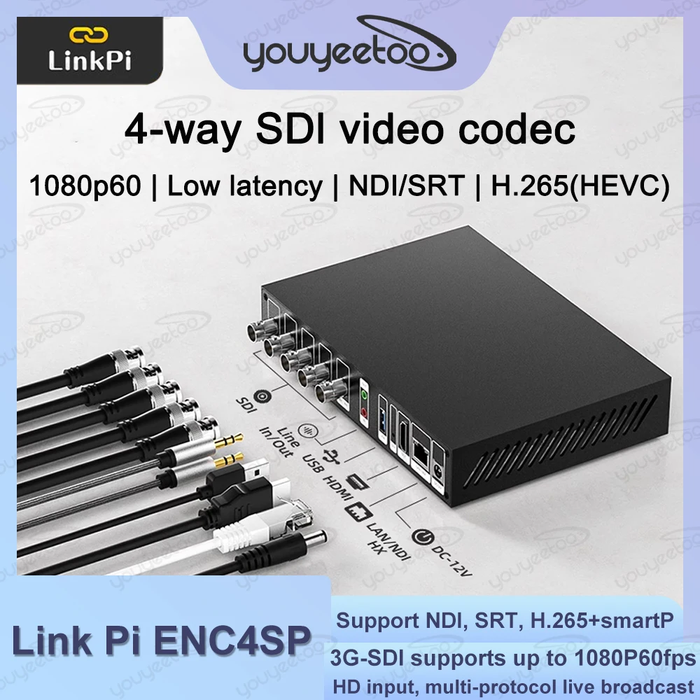 【セール中】Link Pi ENC4SP NDI SRT vMix 4K 4チャンネルSDIエンコーダ マルチプロトコルライブブロードキャストビデオコーデックデコーダ H.265 RTSP/RTMP/HTTP/HLS