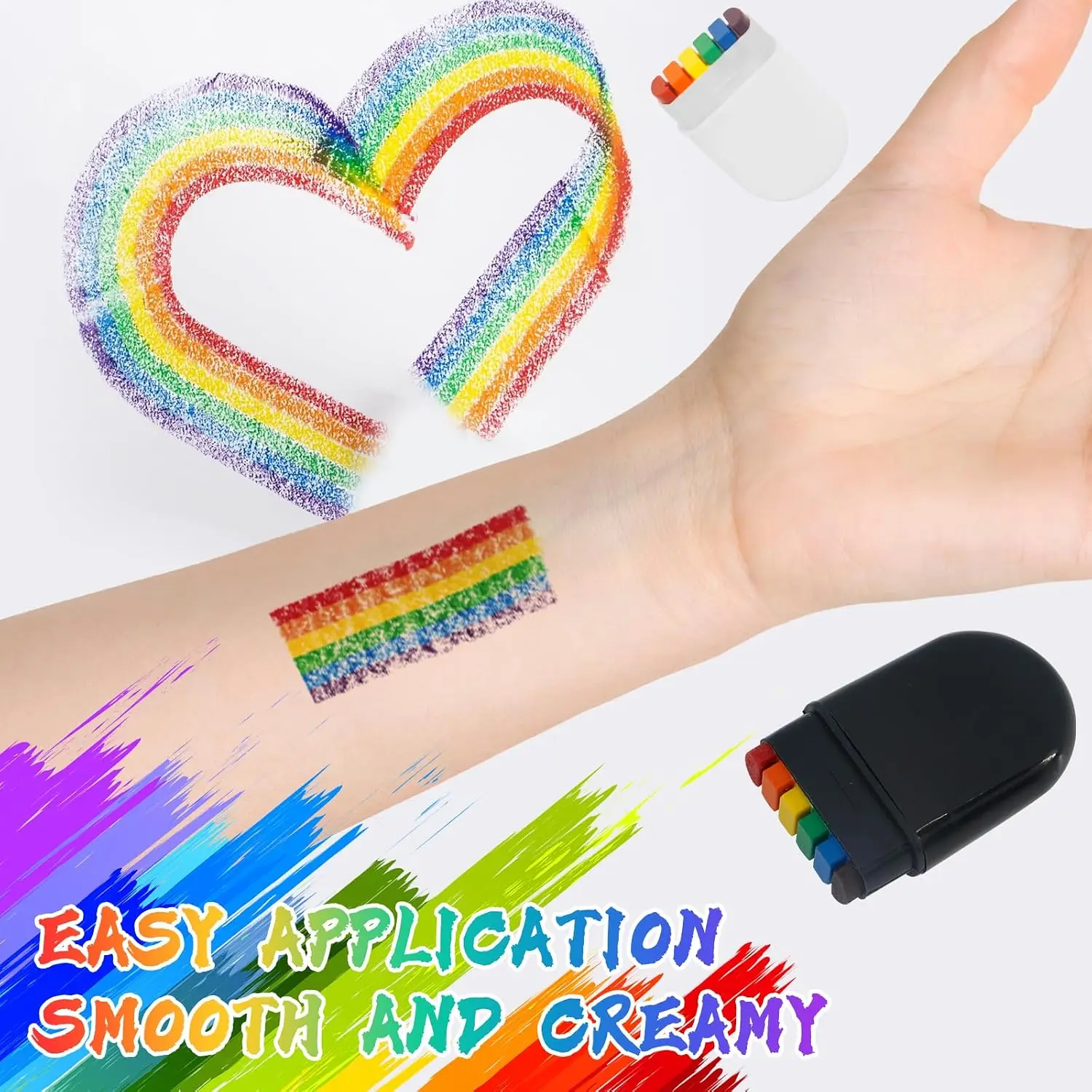 Colorful Theme Birthday Party Accessories Rainbow Crayon Paint Color Set Oil Pastel DIY Rainbow Colors Graffiti Pen