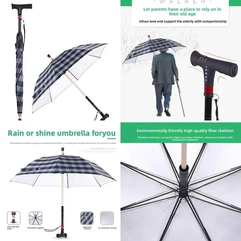 for Separable Aluminum Alloy Cane Non-slip Elderly Umbrella Long Handle Hiking Outdoor Cane Multifunctional