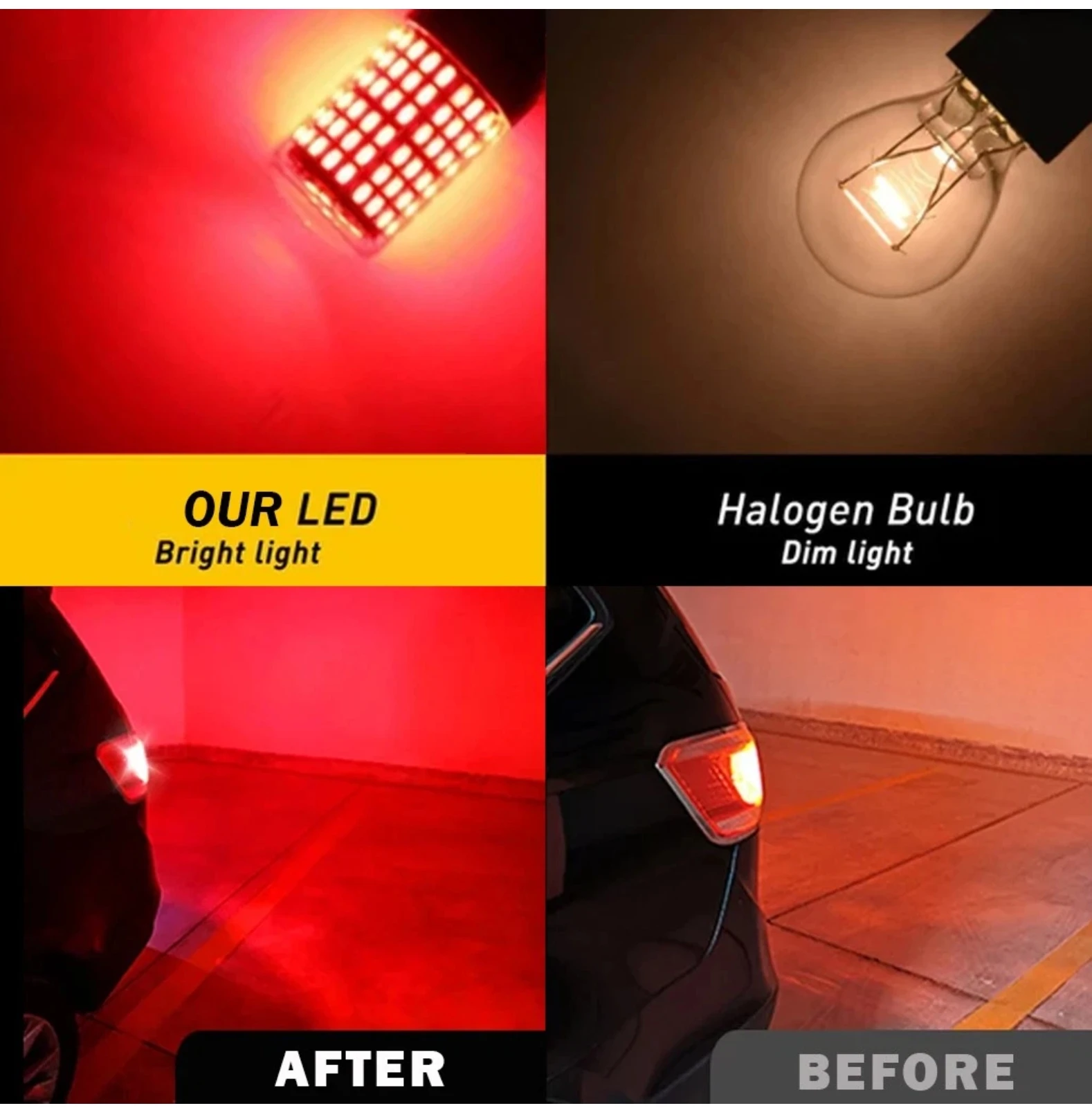 2x 7443  Led Red Upgrade 144 Smd Brake Light Stop / Tail Bulbs 12v