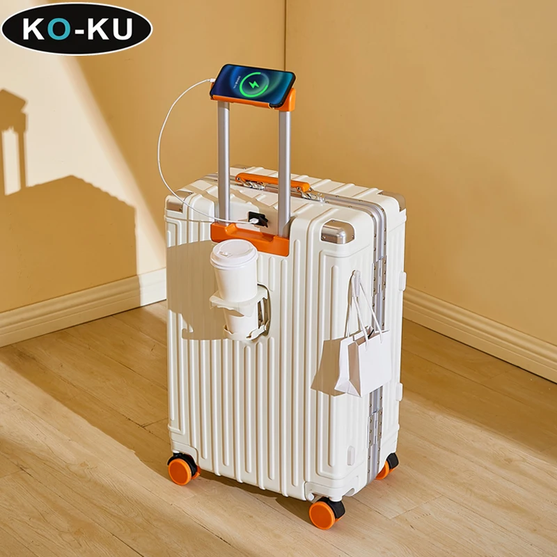 KO-KU New Multifunctional  Aluminium Frame Suitcase 28인치 여행용 캐리어 Lightweight 20‘’ Cabin Trolley Box with Spinner Wheels 24 26‘’