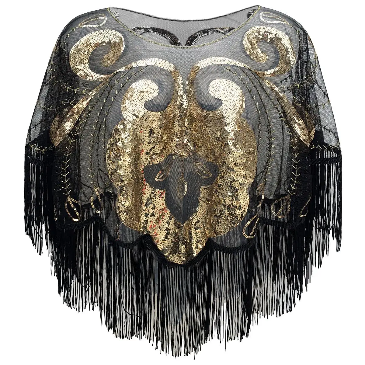 evening-gown-banquet-tassel-sequin-shawl-ball-cape-fashionable-elegant-women's-eveningwear-accessory-winter-collection