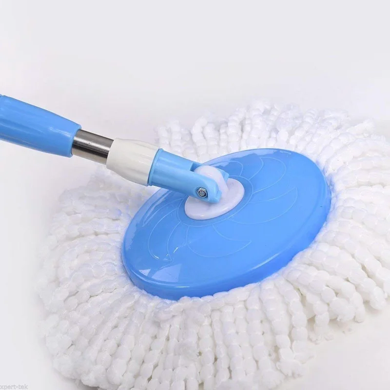 Round Head for Mop Made of Microfiber, Set of 2 Pieces Squeeze Mop Floor Home and Kitchen Washing with Clamp Holder Head