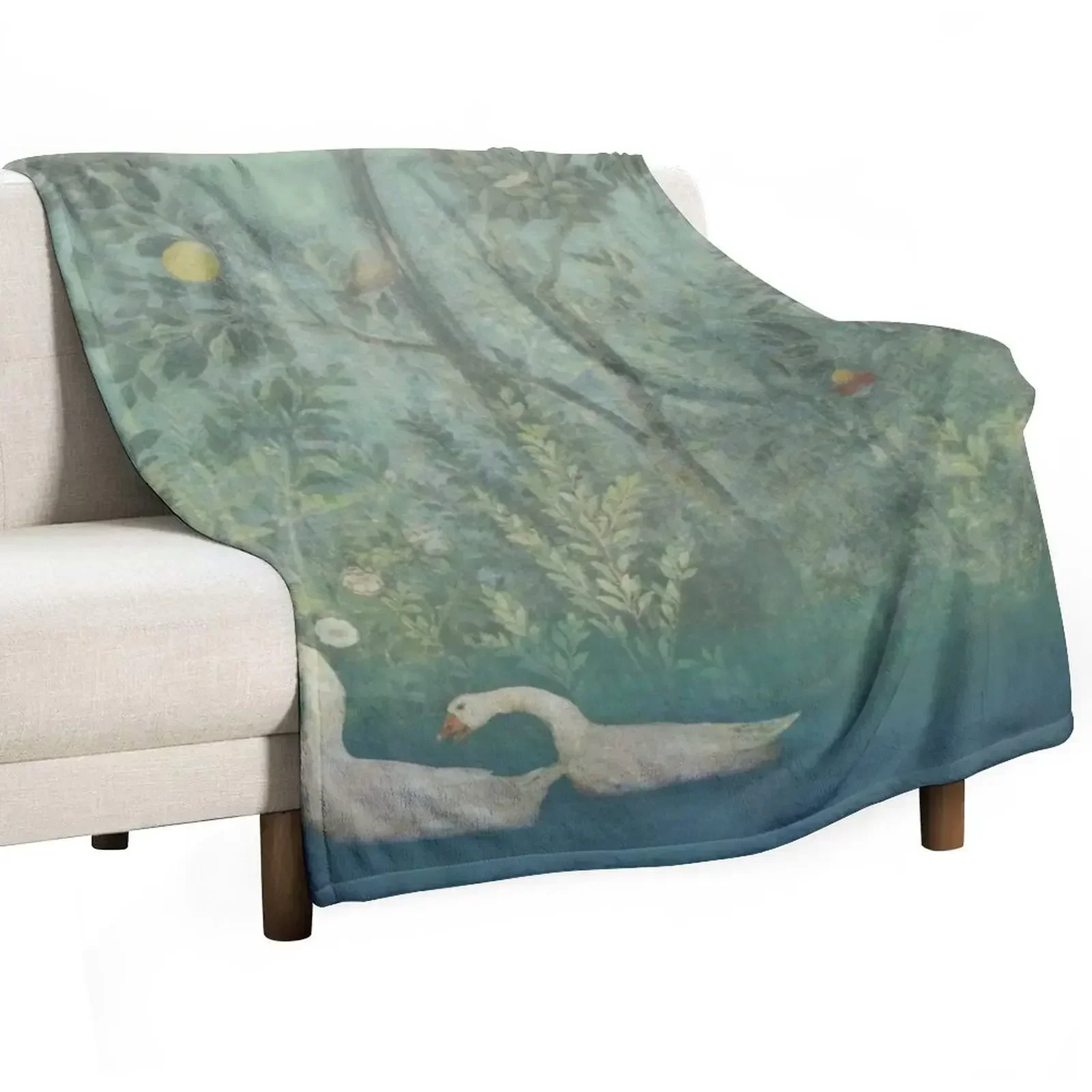 Ancient Plant goose fresco Throw Blanket manga blankets and throws Summer Shaggy Warm Custom Blankets