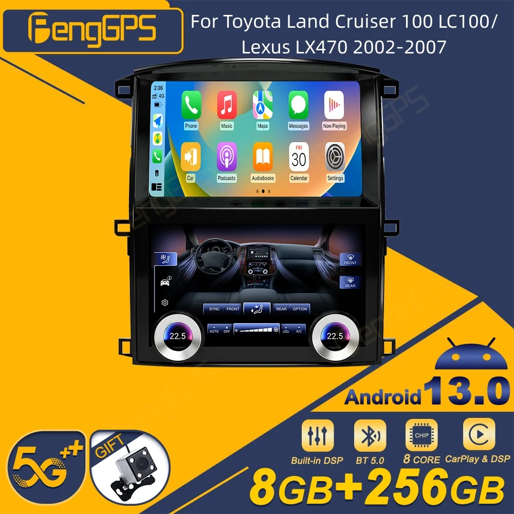 

Для Toyota Land Cruiser 100 LC100/Lexus LX470 2002-2007 автомобильный радиоприемник беспроводной Carplay Android Auto интеллектуальная система мультимедиа