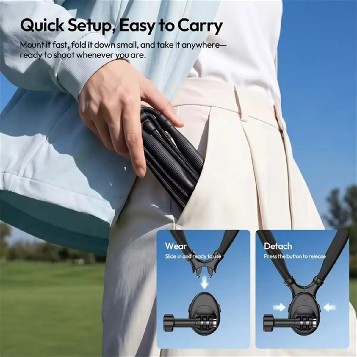 A72U ZJ09 Flexible POV Neck Magnetic Mount with OA24 Adapter for Action Camera Daily Record 360° Rotation Livestreaming