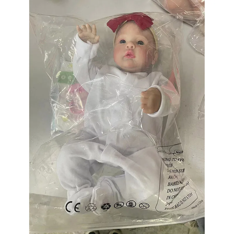 48cm Cotton Body Reborn Baby Doll Meadow Blue Eyes Painted Hair Girl Doll