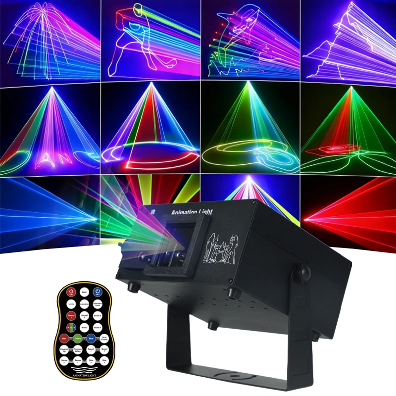 Wuzstar New DMX512 Controlled RGB Laser Projector Plug In Powered Sound Trigger Pattern Effect For DJ Disco Pub KTV Live Event