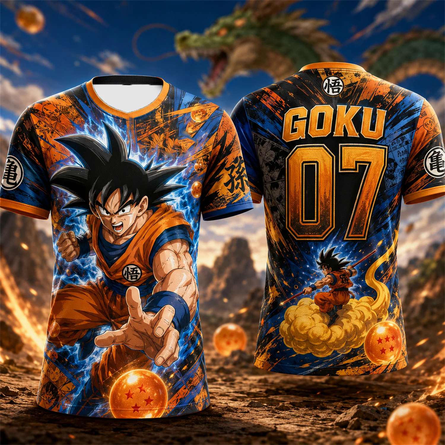 Classic Dragon Ball Z Goku Flying Nimbus Theme Short Sleeve Jersey For Men Youth Kids Fans Soft Daily Training Breathable Tee
