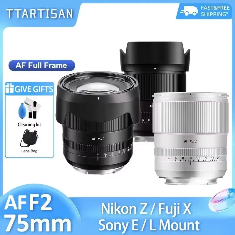 

TTArtisan AF 75mm F2 Full Frame Large Aperture Autofocus Camera Lens for Sony E A6400 A7III Fujifilm X Nikon Z Z50 Sigma L-mount