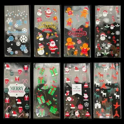 50pcs Christmas Transparent Plastic Gift Bag Candy Biscuit Cookie Snacks Baking Bag New Year Merry Christmas Party Decoration