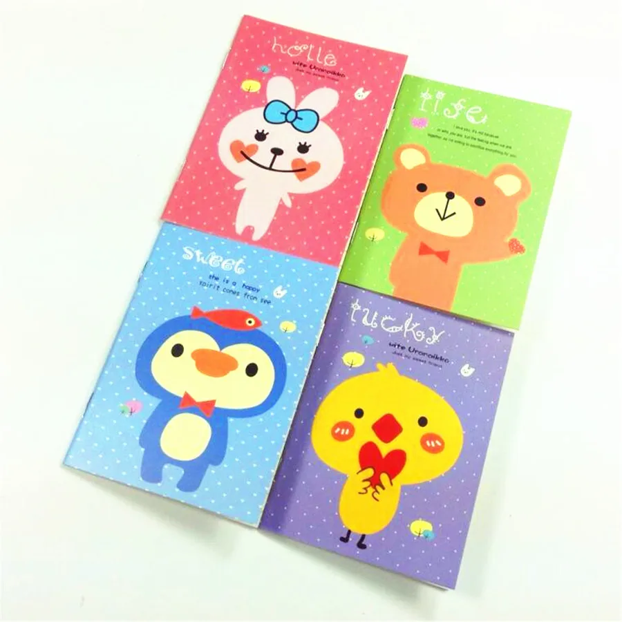 1packs/lot Cute Animal Cartoon Small Kawaii Supplies Stationery  Kraft paper notebook handmade Diary agenda pocket book