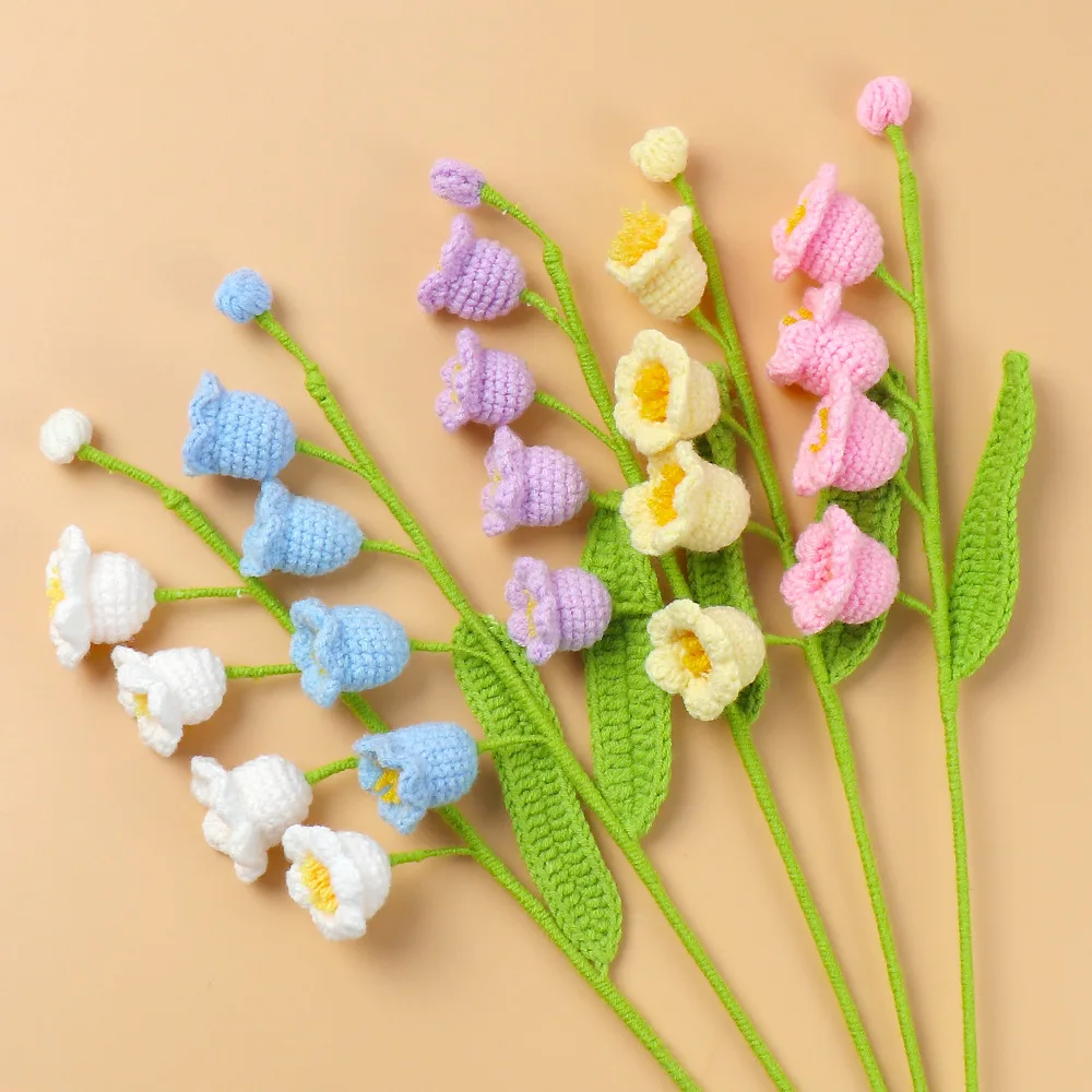 Artificial rose sunflowers Tulip carnations Finished Knitted Crochet Bouquets Gifts For Valentine Mothers Birthday Graduation