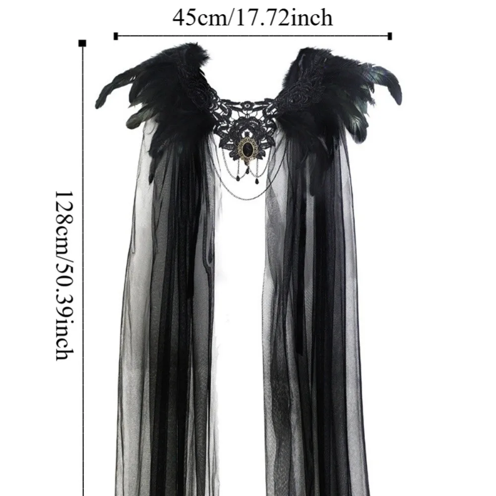 カジュアルゴシック魔女ショールフェザークリスタルハロウィンマントパーティーファニーチュールケープキッズ