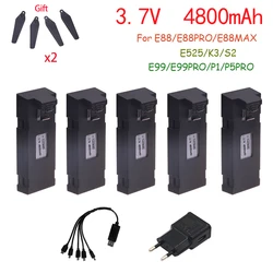 3.7V 4800mAh akumulator i ładowarka RC Drone akcesorium do E88 E88PRO E99 E99Pro Ls-E525 zestaw Mini baterii dron Uav E525PRO