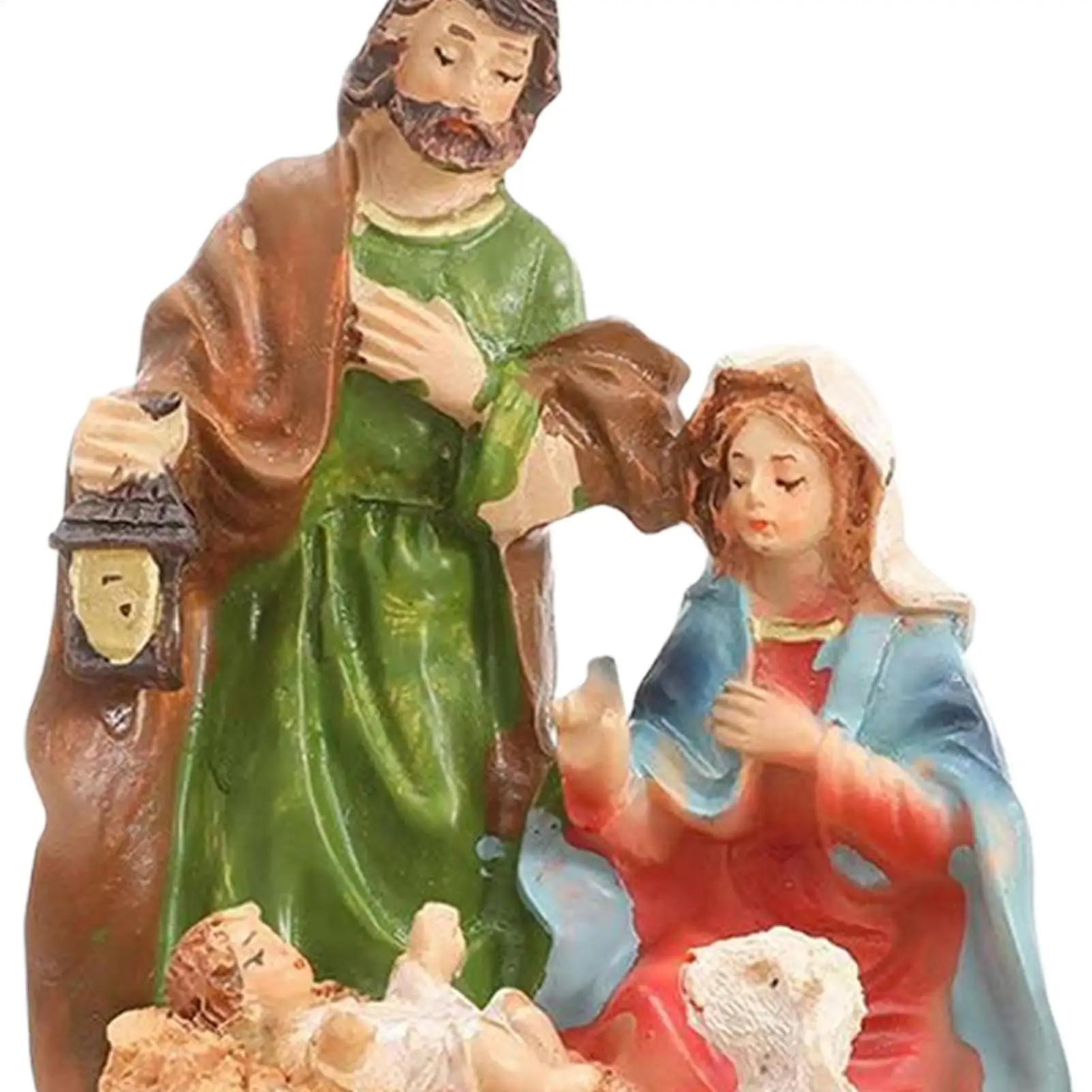 عيد الميلاد الديكور ثلاثة الأسرة تمثال يسوع زخرفة مشهد المهد يسوع تمثال الأسرة المقدسة تمثال يسوع تمثال الحرفية #5