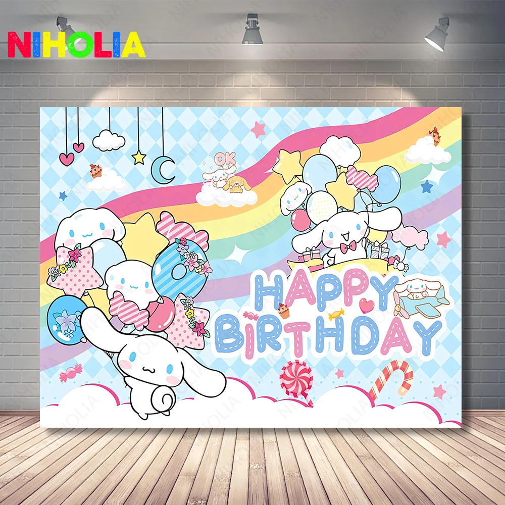 Hello Kitty Cinnamoroll Photo Backdrop Sanrio Kuromi Girls Birthday Party Banner Photography Background Booth Props