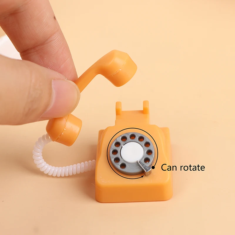 1: 12 Dollhouse Miniature Simulated Fixed Telephone And Retro Telephones Model Dollhouse Furniture Children Pretend Play Toy