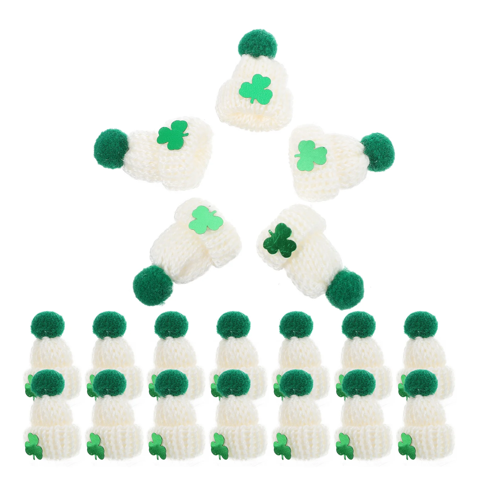 20Pcs Mini Knitting Hats Tiny Hats Saint Patrick Mini Hats Hats Miniature Hats DIY Knitting Hats