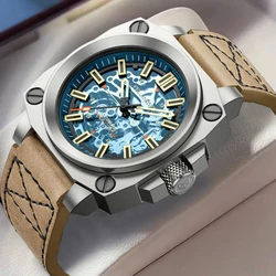 FeelNever Automatic Watch For Men Top brand Luxury Diver Watch Men Fashion Military Leather Sports Men's Mechanical Wristwatches